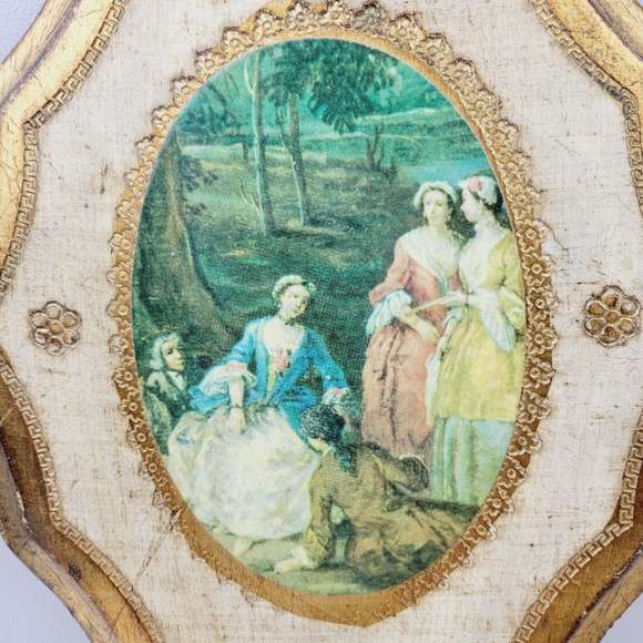 Vintage Italian Wall Art Wood Plaques Florentine Toleware Tole Art Gold Gilt - Picture 3 of 16